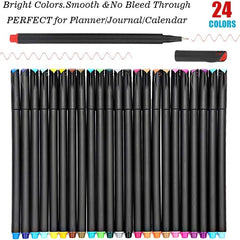 24pcs Set Journal Planner Pens Fine Point Gel Pens 0.4mm Fineliner Pens