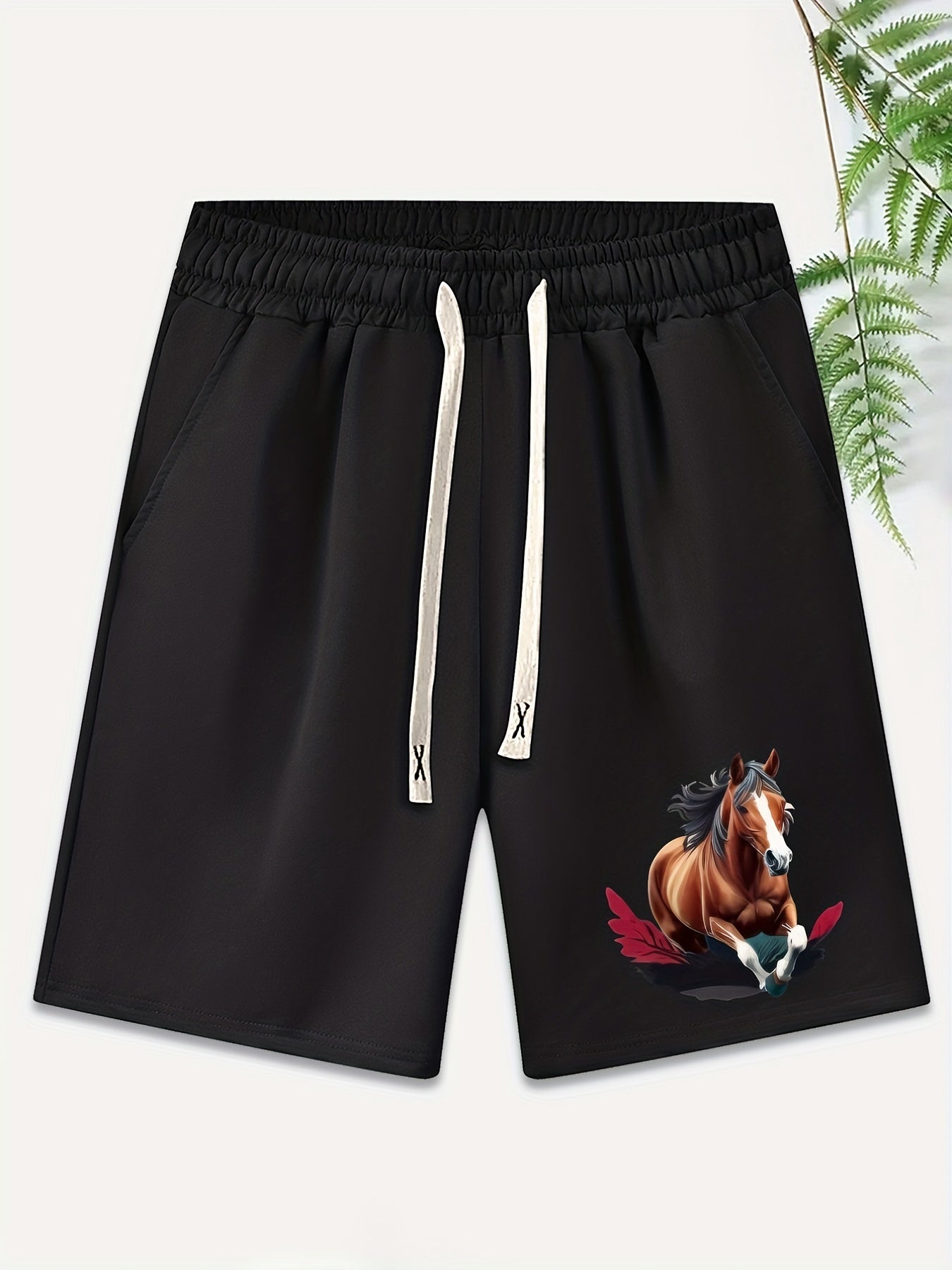 Men's Purple Rose Graphic Drawstring Waist Shorts