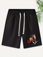 Men's Purple Rose Graphic Drawstring Waist Shorts