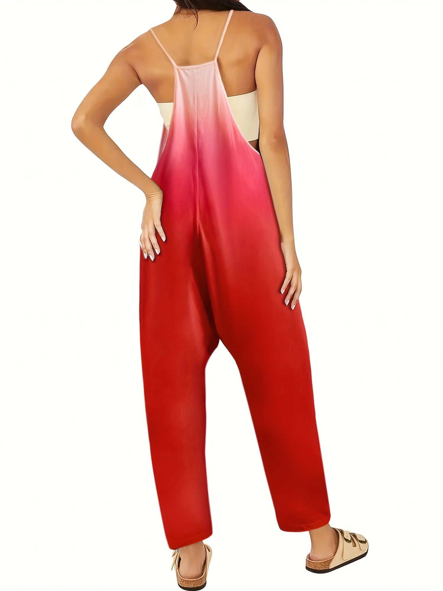 Gradient Cami Jumpsuit with Patched Pockets for Women