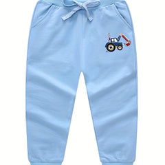 Boys Excavator Sweatpants Long Pants Drawstring Waist