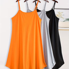 3-Pack Plus Size Nightdress Set Women's Plus Solid Round Neck Medium Stretch