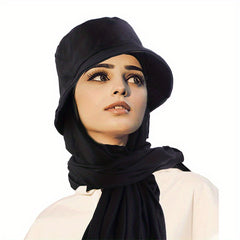 Women Jersey Hijab Head Wrap With Bucket Hat Sun Visor