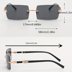 Rectangle Rimless Sunglasses UV400 Anti Glare Glasses