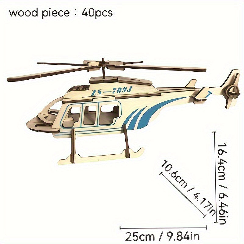 3D Wooden Airplane Model Puzzle Kit Military Jet Engine Educational Craft