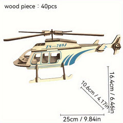 3D Wooden Airplane Model Puzzle Kit Military Jet Engine Educational Craft
