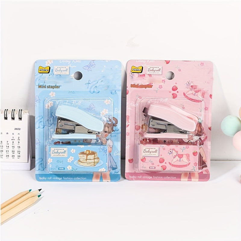 1PC Cartoon Mini Acrylic Stapler Portable Multifunctional Stapler