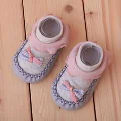 Baby Girls Bowknot Leather Floor Socks Non-slip Soft Shoes And Socks