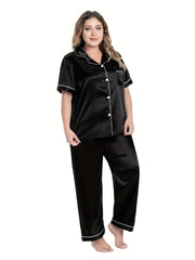 Satin Pajama Set Button Up Shirt & Pants