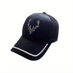 Rhinestone Antlers Couple Baseball Cap Sun Hats for Women Men