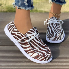 Women's Striped Canvas Skateboard Shoes