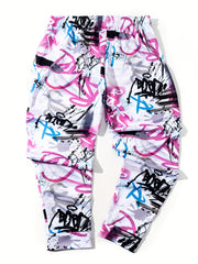 Graffiti Series Drawstring Sweatpants Loose Fit Pants Men's Casual Joggers