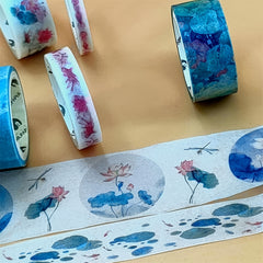 Green Leaves & Flowers Paper Adhesive Tape for DIY Scrapbook