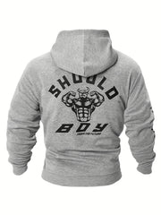 Muscle Bull Print Hoodie Men Graphic Hooded Pullover Kangaroo Pocket