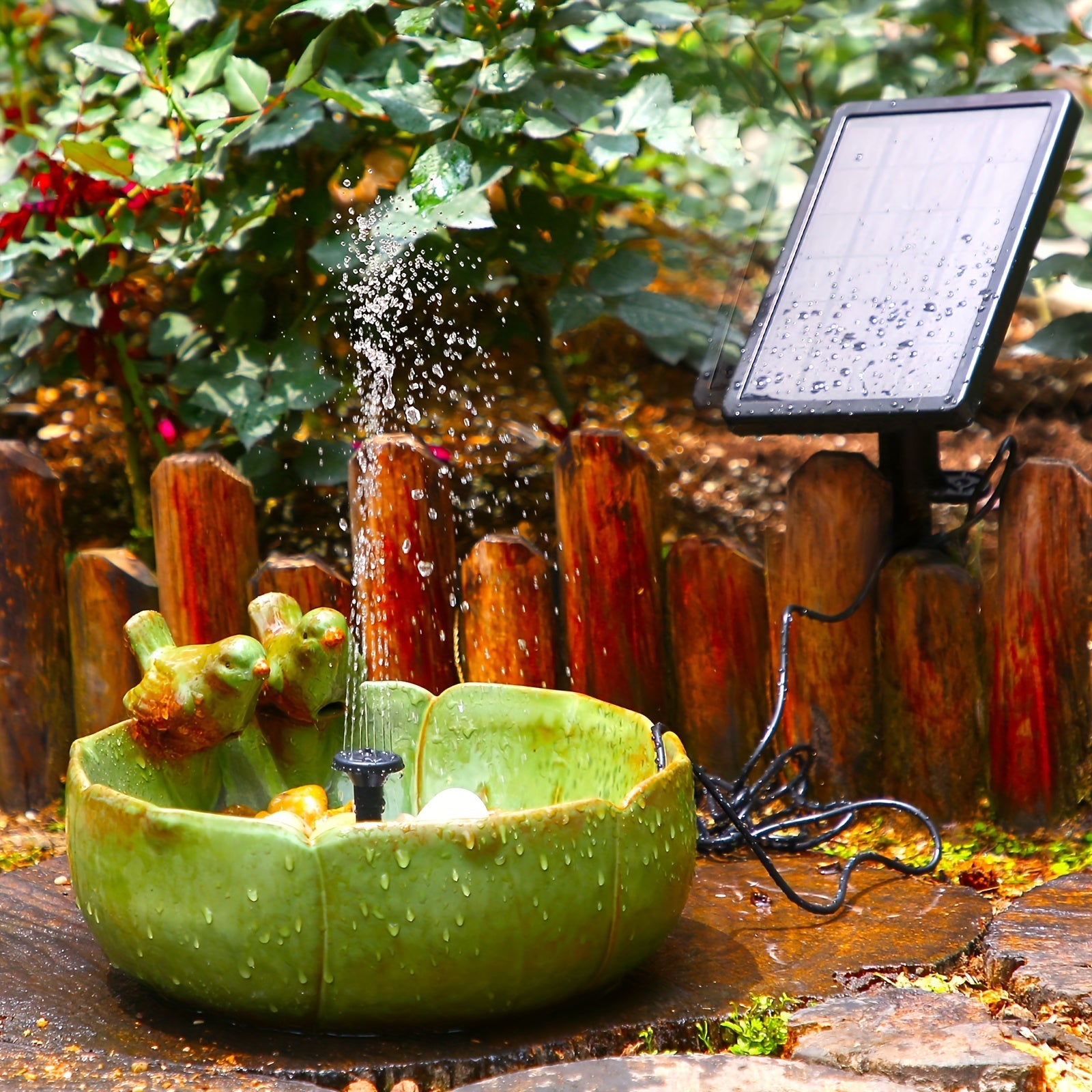 5W Solar Fountain DIY Water Feature with 6 Nozzles