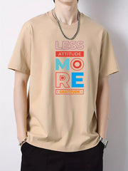 Men's Cotton Letter Print Active T-shirt for Summer