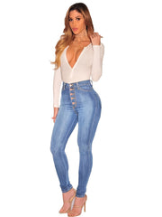 High Waist Skinny Jeans Slim Fit High Rise Denim Pants