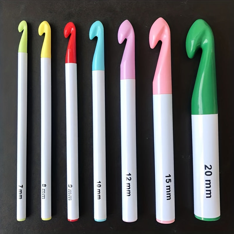 7pcs Colorful Plastic Crochet Hooks Set 7.0mm-20mm