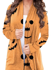 Halloween Cardigan Women's Pumpkin & Ghost Print