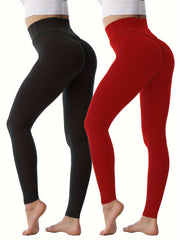 2Pcs High Waist Stretchy Cropped Leggings Women's Activewear