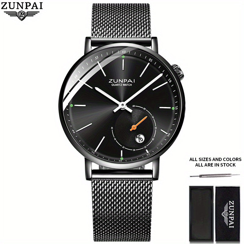 ZUNPAI Men's Stainless Steel Business Watch