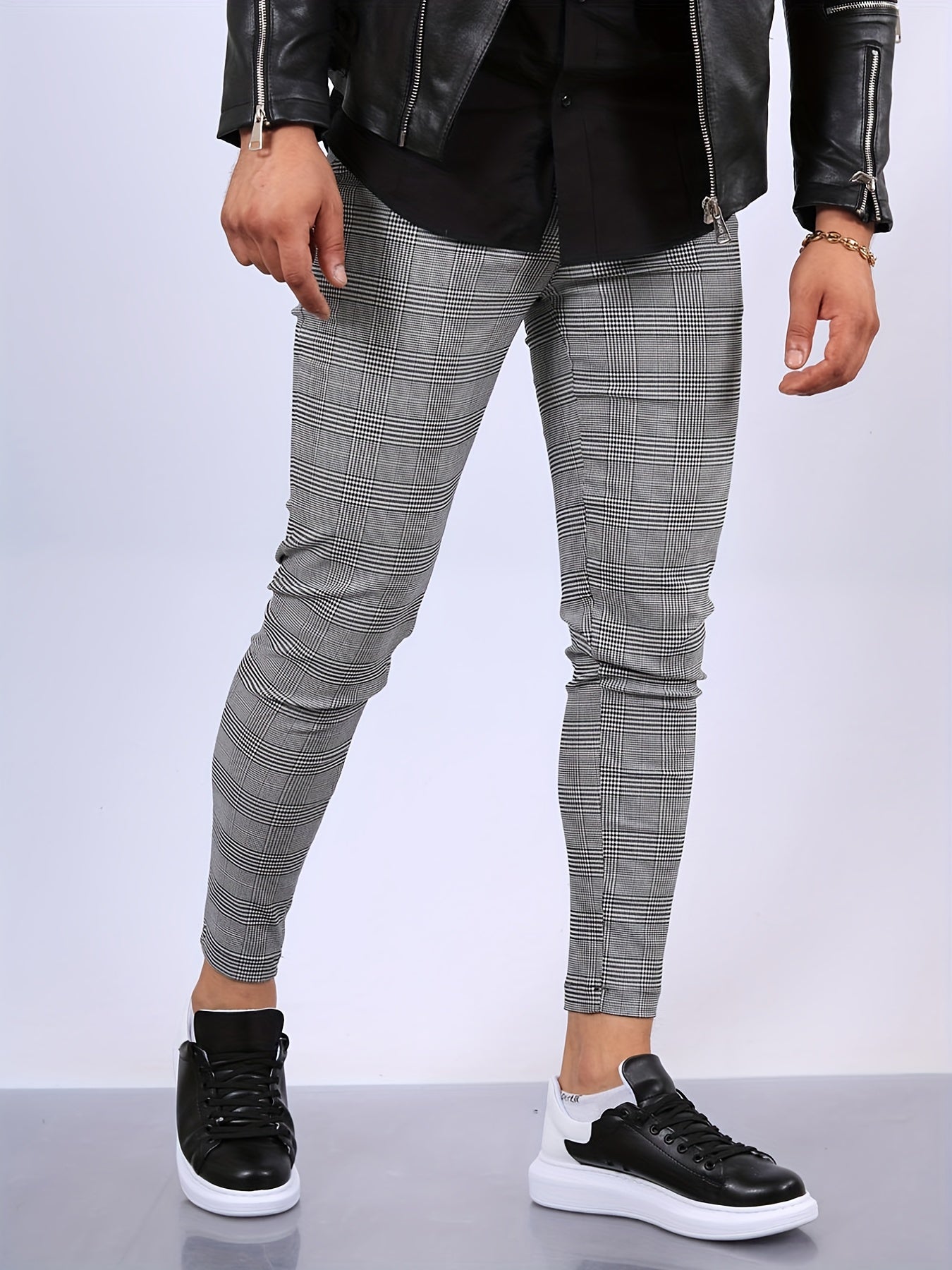 Men's Plaid Stretch Dress Pants Vintage Style for Party Banquet
