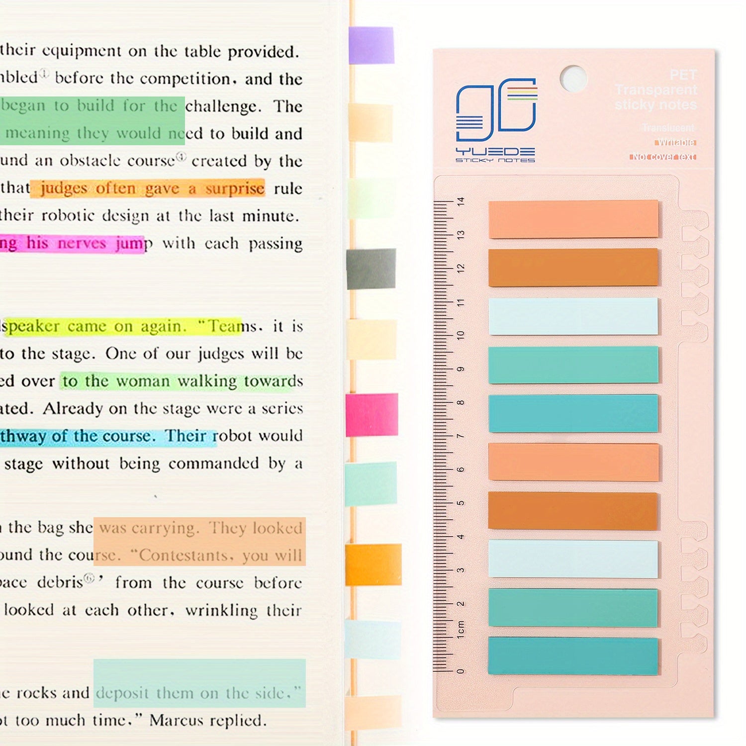 200 Assorted Translucent Sticky Notes Index