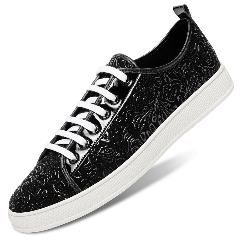 Men's Flower Embossed Sneakers Lightweight Non Slip Walking Shoes
