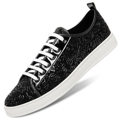 Men's Flower Embossed Sneakers Lightweight Non Slip Walking Shoes