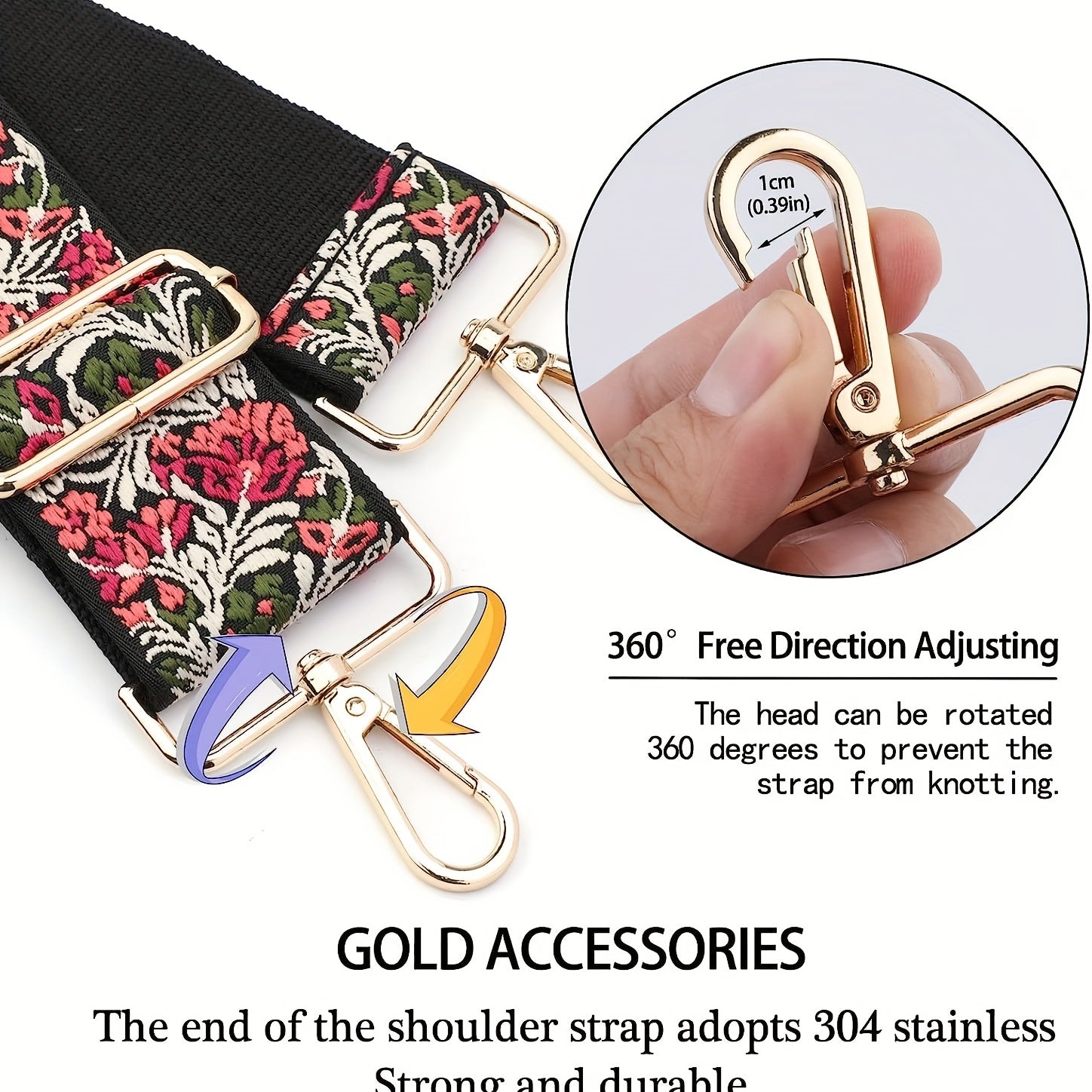 Flower Adjustable Crossbody Strap Replacement Vintage Guitar Purse Accessories
