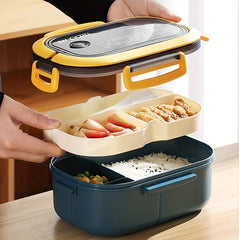 PP Plastic Lunch Box Microwaveable Double layer Compartment Lunch Box