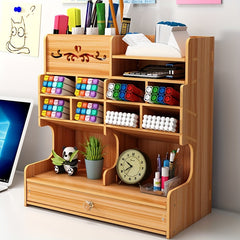 Wooden Desktop Storage Box Desk Drawer Style Rack