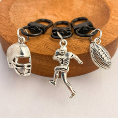 3pcs Antique Football & Baseball Keychains - Metal Keyrings for Wallets, Bags