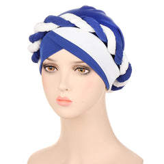 Two Tone Cable Braid Turban Cap Hat Hair Bonnet Head Scarf Wrap Cover