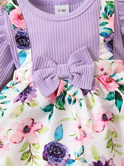 Baby Girls Floral Romper Headscarf Set