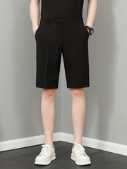 Men s Casual Solid Suit Shorts Spring Summer Business