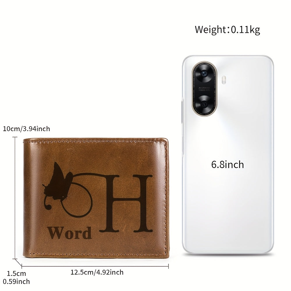 Custom Name Cowhide Wallet - Laser Engraved - Unique Gift