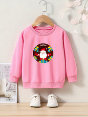 Christmas Santa Graphic Crew Neck Long Sleeve Sweatshirt Kids