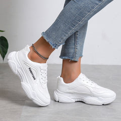 Women's Breathable Lace-up Sports Shoes Thick Sole Dad Shoes
