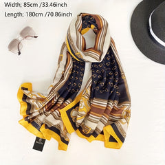 Classic Chain Print Scarf Warm Shawl Women Outdoor Windproof Head Wrap