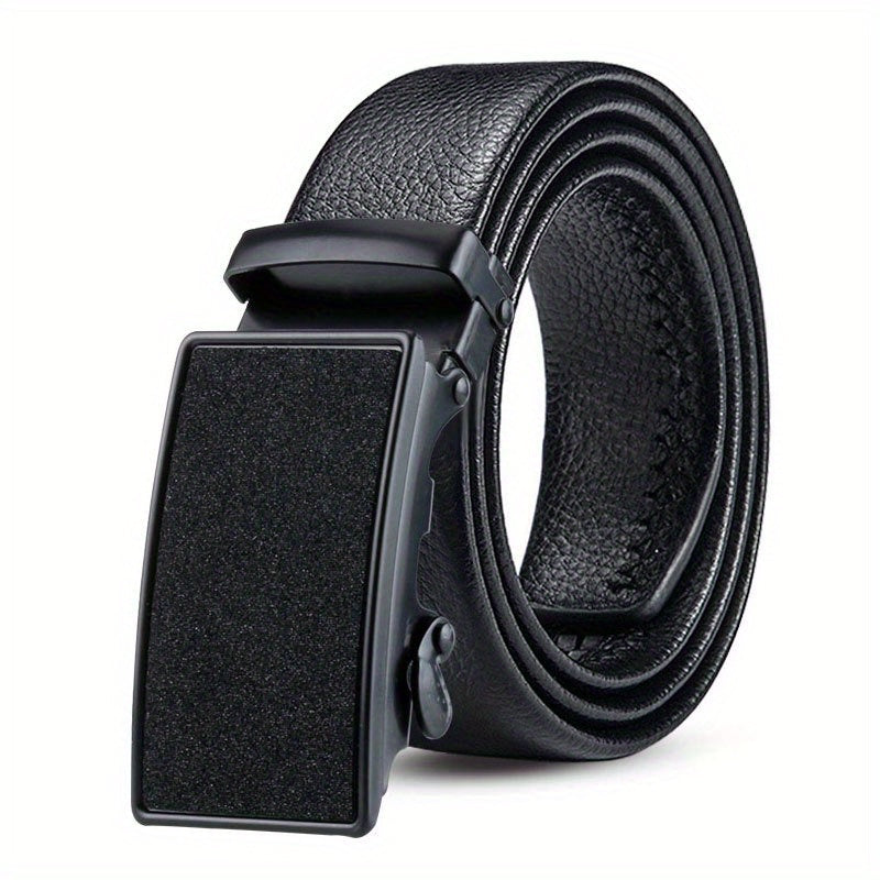 Men's PU Leather Belt Automatic Buckle Starry Frosted Texture Business Belt
