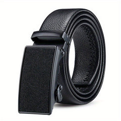 Men's PU Leather Belt Automatic Buckle Starry Frosted Texture Business Belt