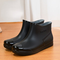 Women's Waterproof Ankle Rain Boots Non Slip Solid Short Tube Boots