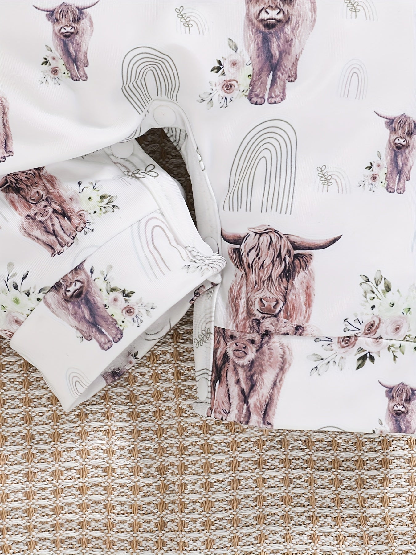 Baby Boys Bull And Flower Print Sleeveless Summer Romper