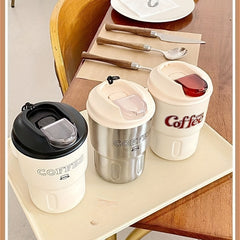 Insulated Coffee Mug With Handle And Lid Stainless Steel Coffee Travel Mug