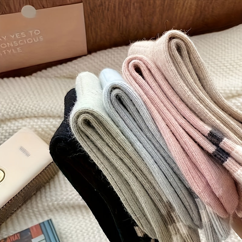 5 Pairs Colorblock Striped Socks Women's Stockings