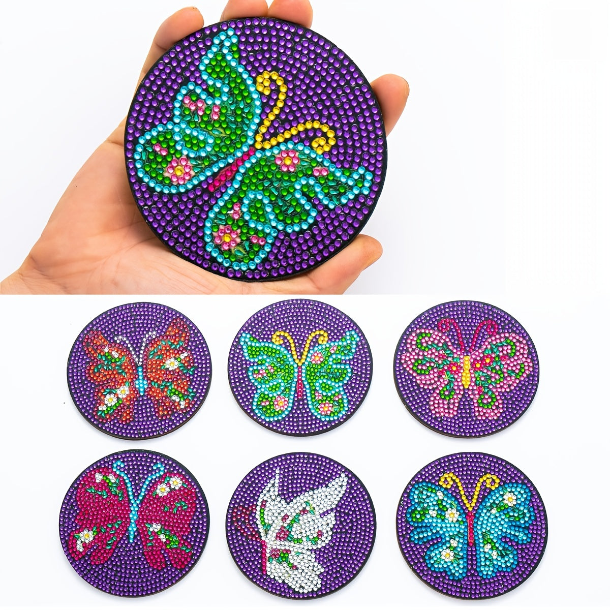 6pcs Butterfly Diamond Painting Coasters DIY Kit