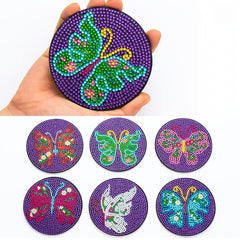 6pcs Butterfly Diamond Painting Coasters DIY Kit
