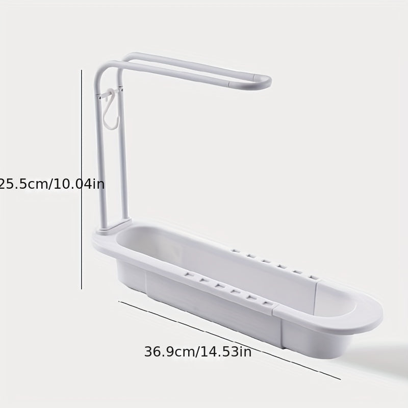 Kitchen Sink Drain Basket with Towel Rack Telescopic Tableware Drain Rack