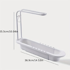 Kitchen Sink Drain Basket with Towel Rack Telescopic Tableware Drain Rack
